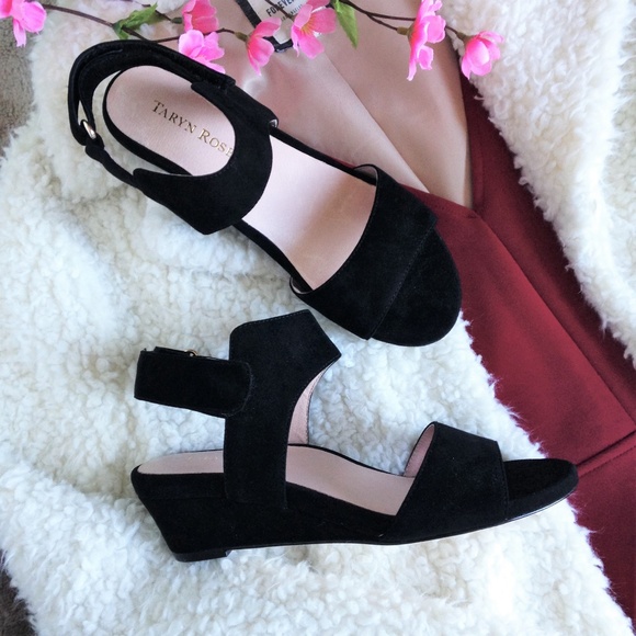 Taryn Rose Shoes - NWOT Taryn Rose Black Suede Low Wedge Sandals
